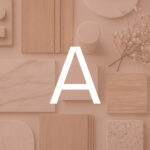 flat lay of interior design samples: marble, wood, and stone in